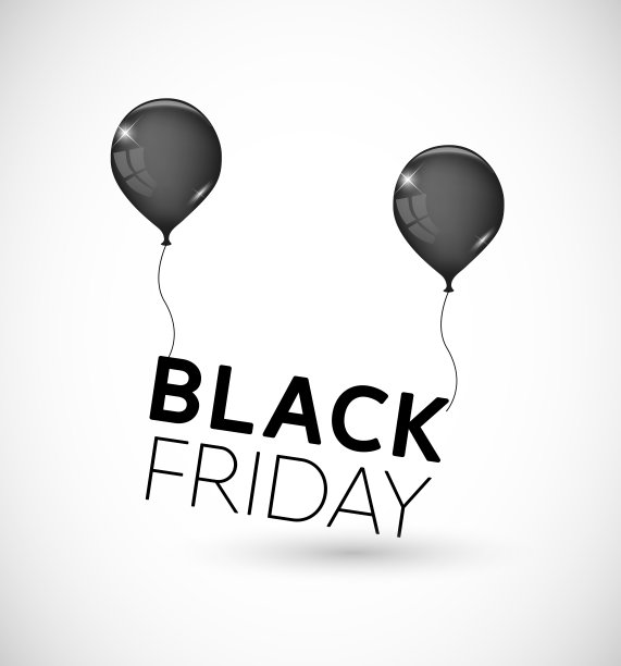 黑色星期五矢量文本与黑色气球图片下载