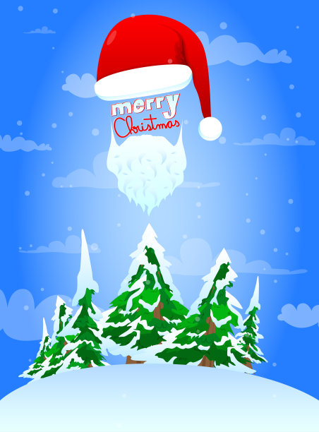 卡通圣诞老人帽贺卡。图片下载