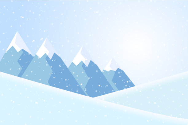 矢量插图的冬季山景观与雪和蓝天，适合作为圣诞贺卡图片下载