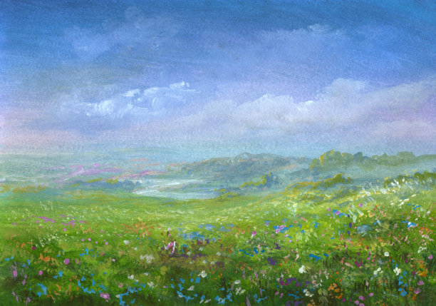 夏谷、水彩画图片下载