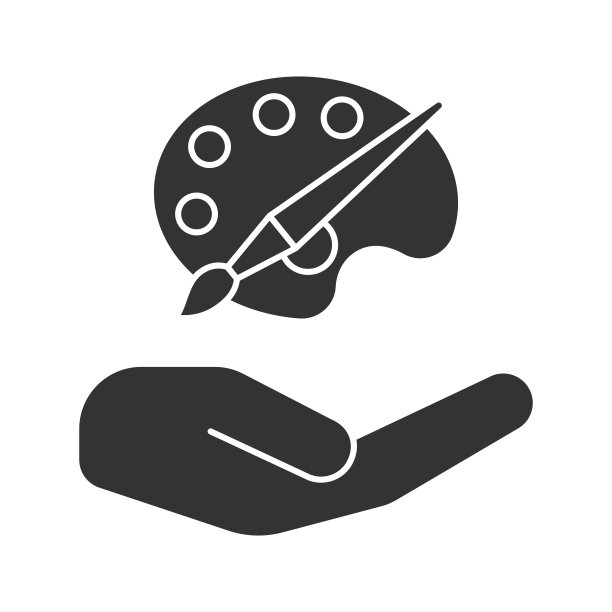 打开手与调色板和画笔图标图片下载