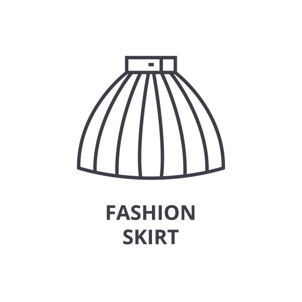 时尚裙线图标，轮廓符号，线性符号，矢量，平面插图图片下载