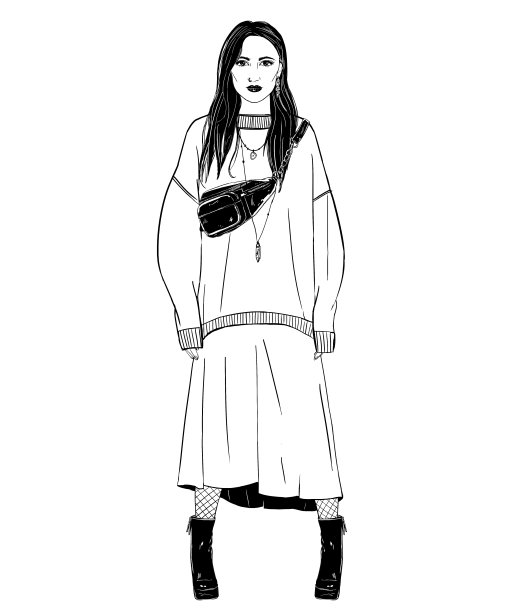 黑白时尚插画图片下载