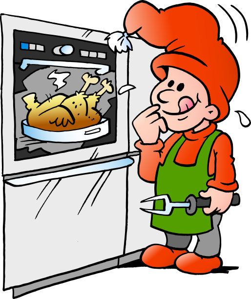 矢量卡通插图的一个快乐的小精灵，使美味的圣诞食物图片下载