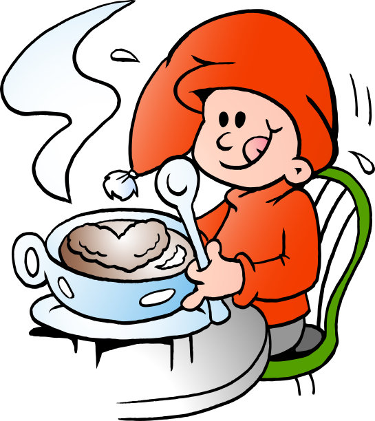 矢量卡通插图的一个快乐的精灵有一个咖啡馆图片下载