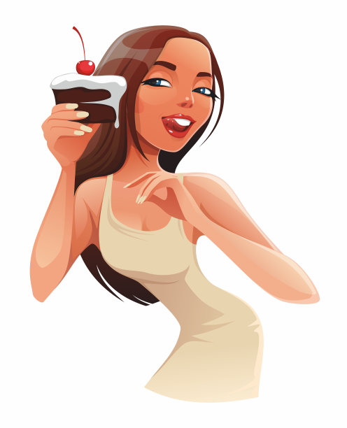 拿着一块蛋糕的女孩图片下载