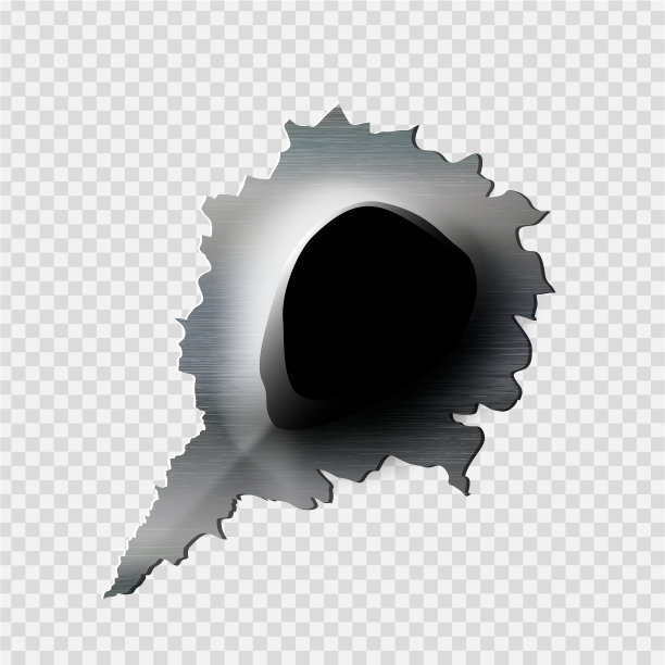 在透明背景上撕裂的金属上撕开的洞图片下载