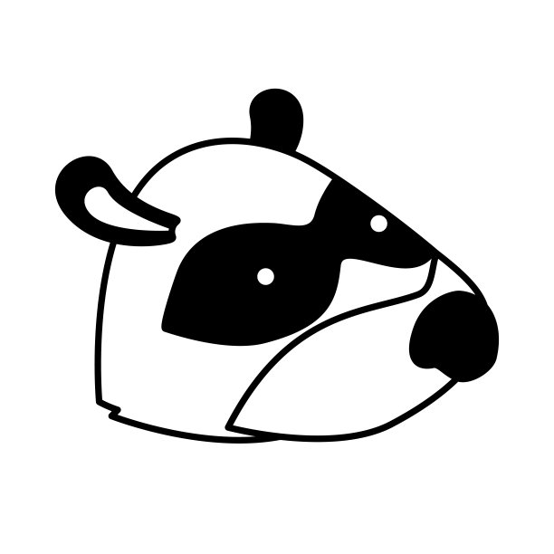 浣熊卡通头在黑色部分剪影图片下载