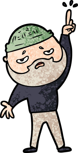 卡通人物，满脸胡子，忧心忡忡图片下载