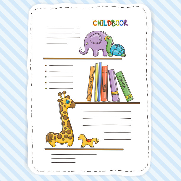 矢量涂鸦页的孩子和孩子。书架和玩具。图片下载