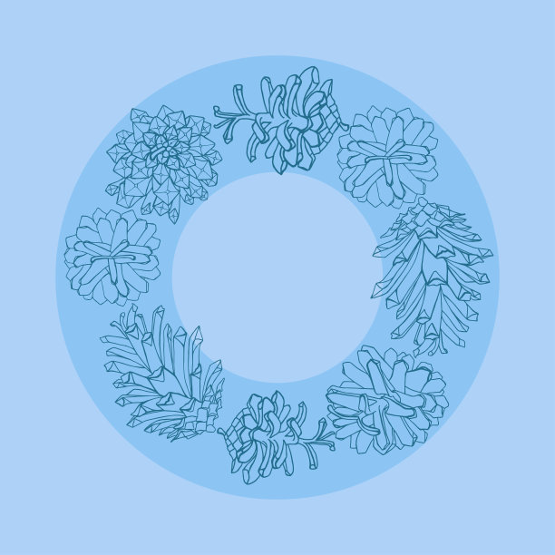 圆形框架与球果的桤木。图片下载