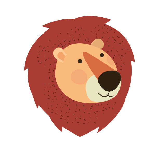 狮子卡通头彩色剪影在白色的背景图片下载