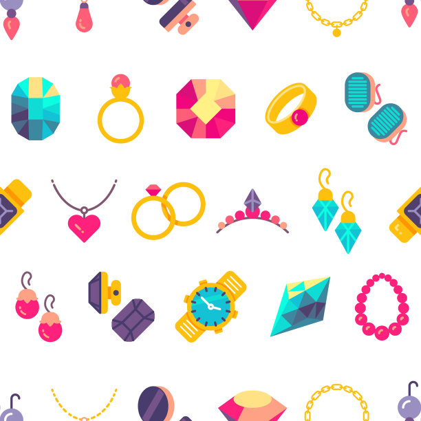 豪华珠宝平面风格无缝纹理素材图片