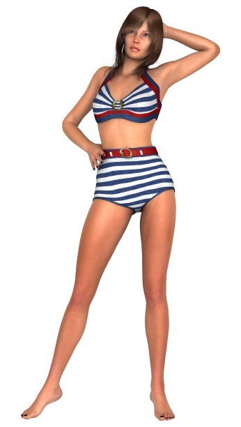 3D渲染美丽的年轻女子在白色图片下载