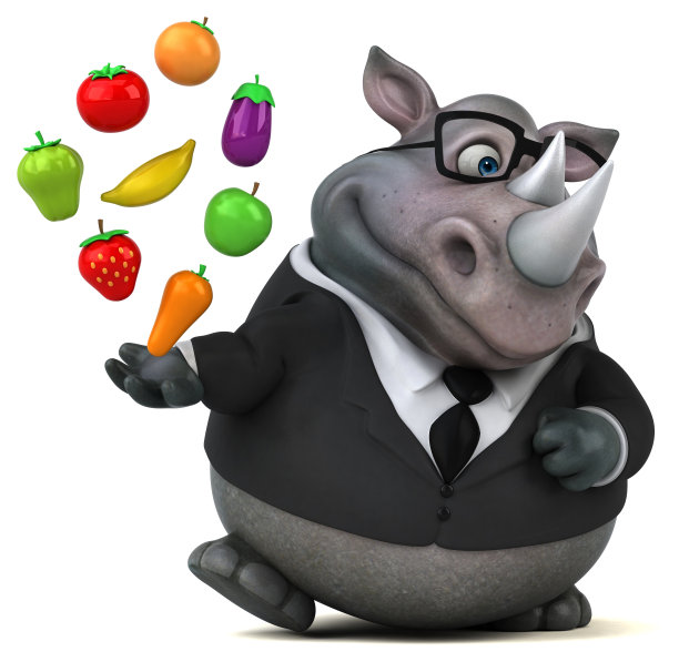 有趣的犀牛- 3D插图图片下载