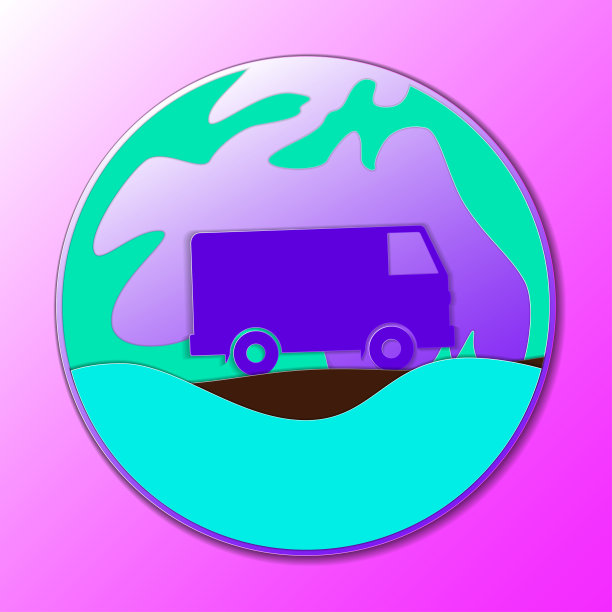 嬉皮士老爷车，迷你货车。装饰性的图标。嬉皮士颜色矢量插图。图片下载