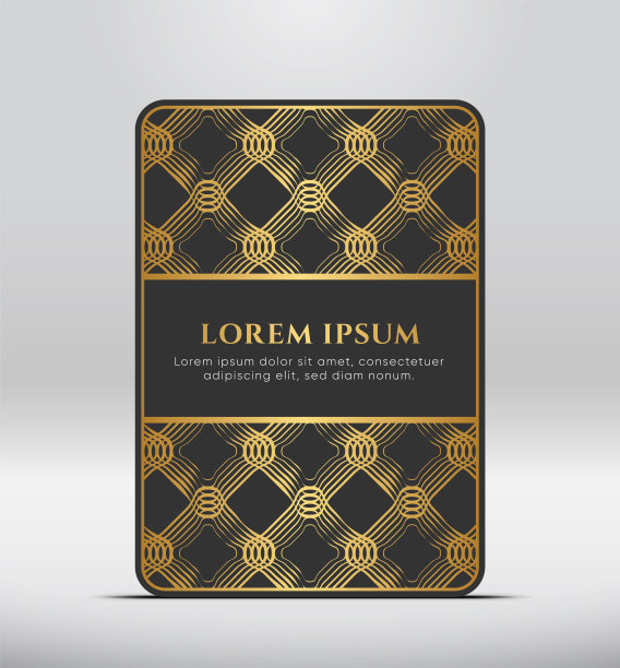 优雅的溢价。深灰色卡片形状，带有金色图案。矢量插图。图片下载