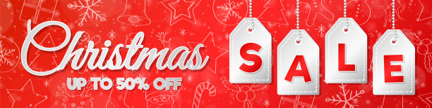 圣诞特卖-横幅与雪花。向量。图片下载