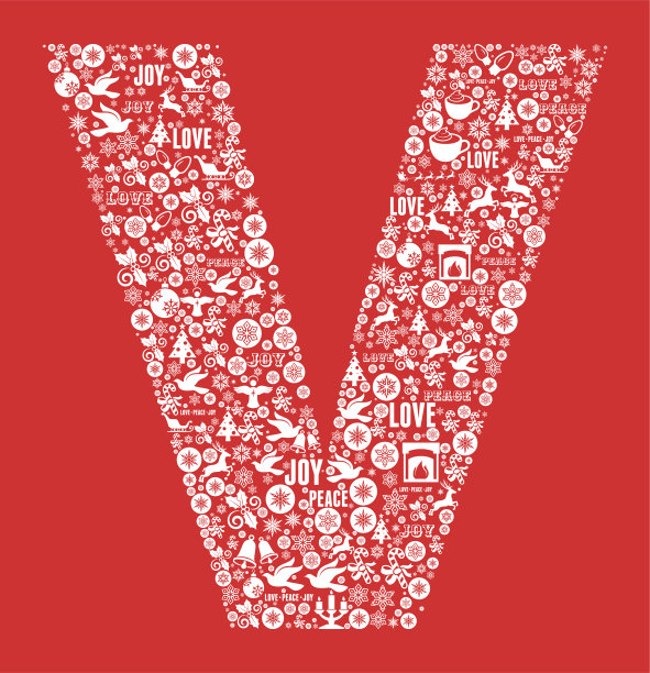 字母V圣诞假日庆祝矢量图标模式图片下载