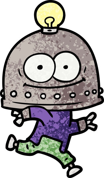 带灯泡的快乐纸盒机器人图片下载