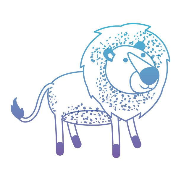 狮子卡通在退化的蓝色到紫色剪影的颜色图片下载