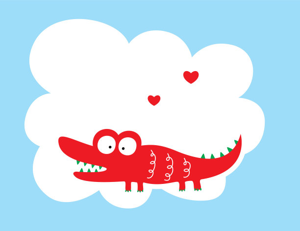 可爱的情人节鳄鱼向量图片下载