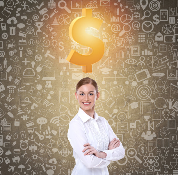 美元符号下的女商人图片下载