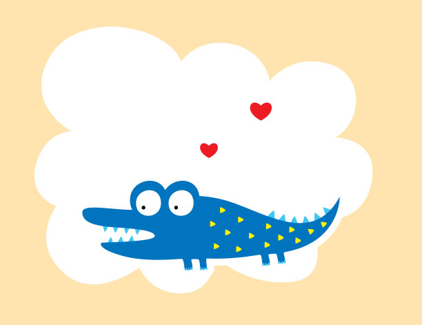 可爱的情人节鳄鱼向量图片下载