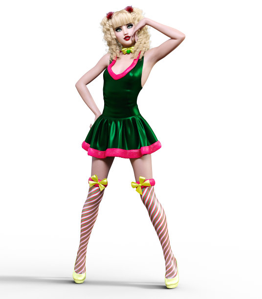 年轻漂亮的圣诞女孩和娃娃脸。图片下载