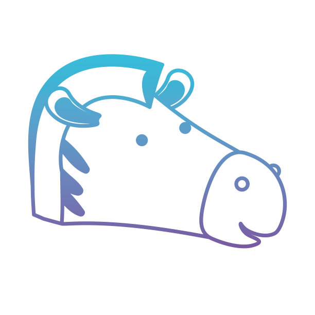 斑马卡通头在退化的蓝色到紫色轮廓图片下载