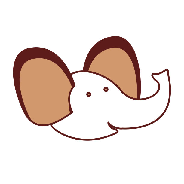 卡通大象的头部在彩色剖面剪影图片下载