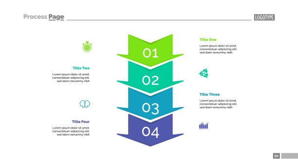 四箭头幻灯片模板图片下载