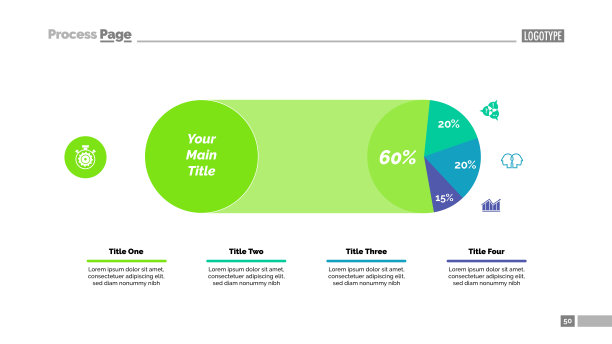 四扇区饼图幻灯片模板图片下载