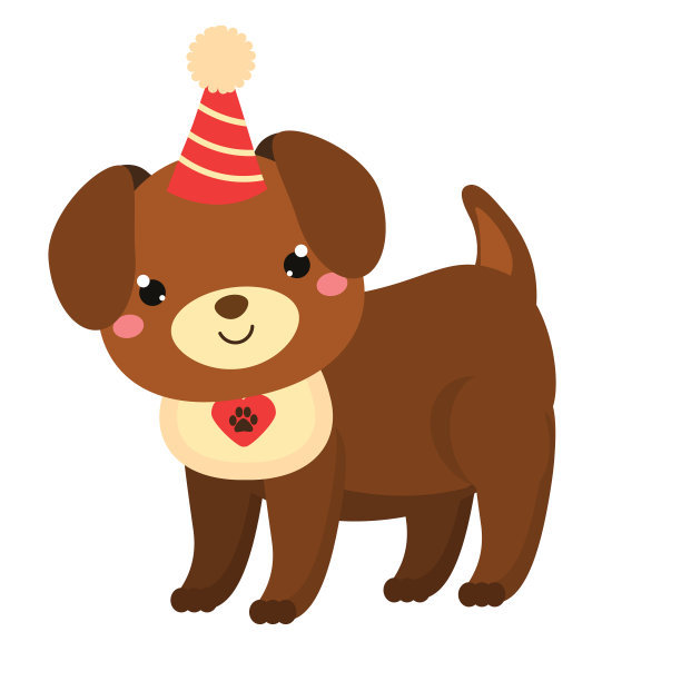 可爱的小狗狗在派对帽子。卡通可爱的动物角色。2018年中国新年象征。矢量图素材图片