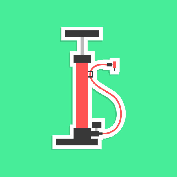 带有阴影的红色自行车泵贴纸图片下载