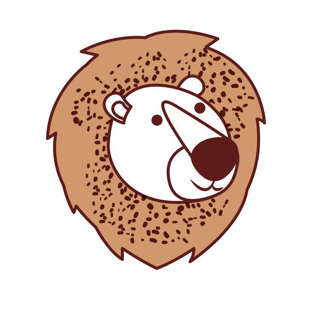 卡通狮子头在彩色部分剪影图片下载