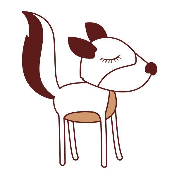 母狼卡通用闭着眼睛的表情在彩色切片剪影图片下载