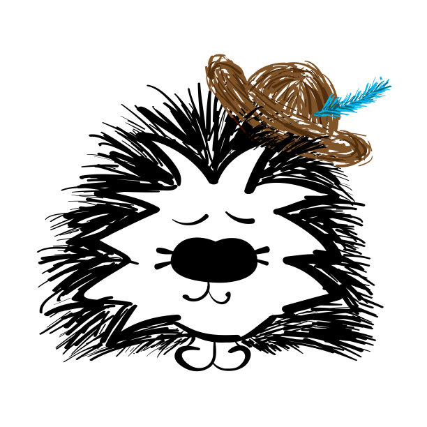 漂亮的手绘刺猬与帽子图片下载