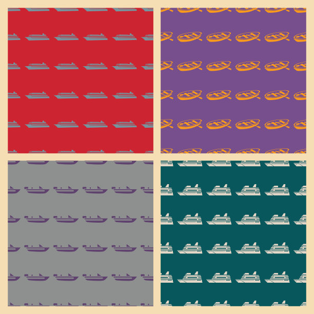 海洋运输矢量插图上的无缝模式背景图片下载