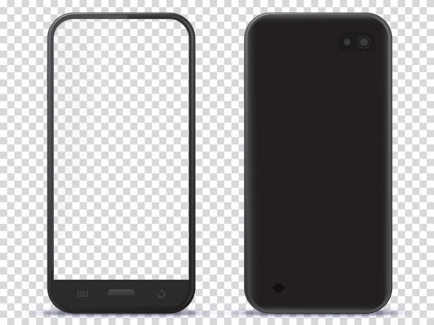 透明手机矢量插图前和后视图图片下载