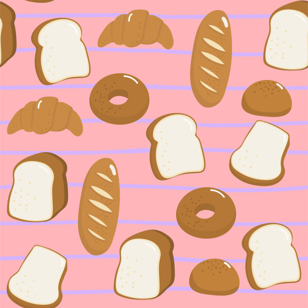 甜面包和面包无缝模式图片下载