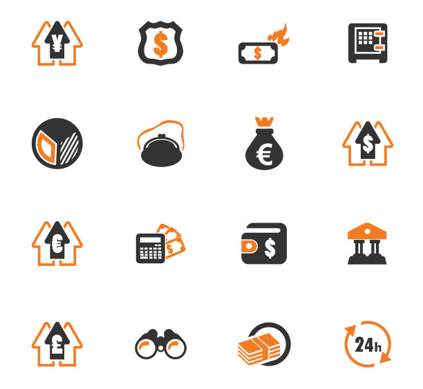 商业橙色图标集图片下载