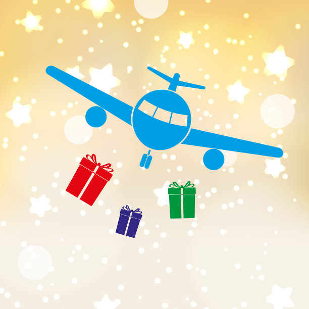 圣诞明星背景与飞机和礼物eps10图片下载