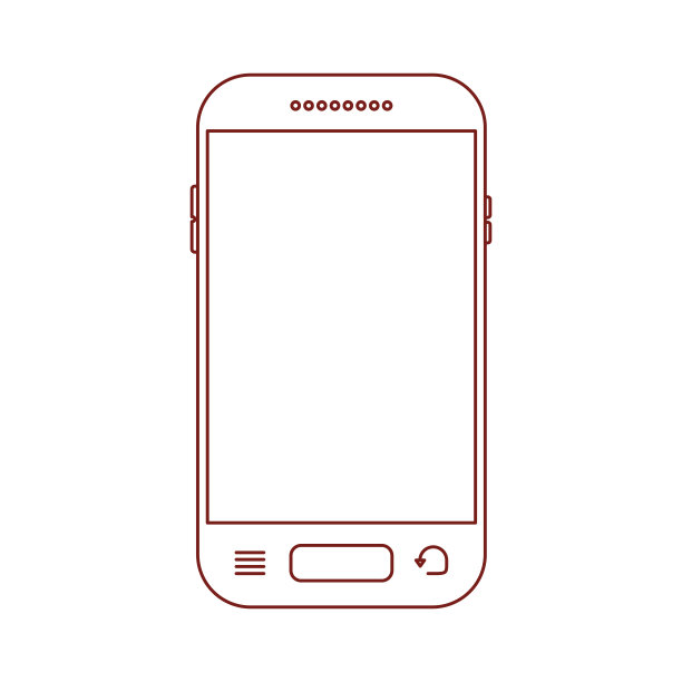 智能手机前视图图标在暗红色轮廓图片下载