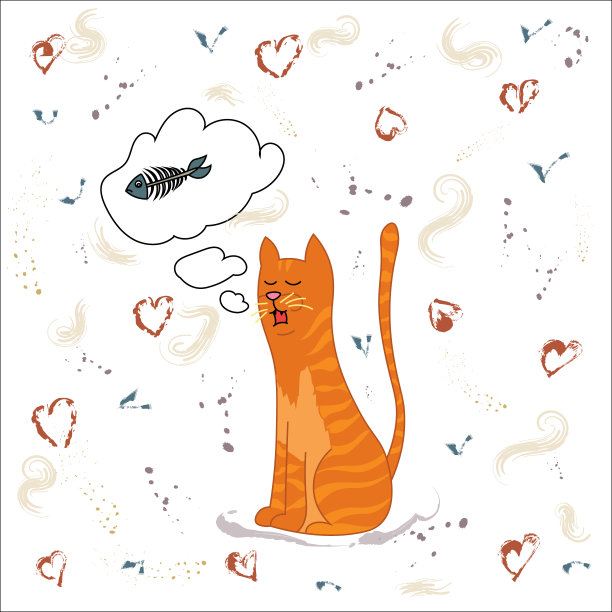 饥饿的红猫想要一条鱼图片下载