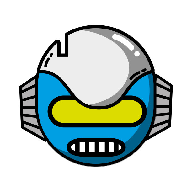 有耳朵和嘴巴的科技机器人头图片下载