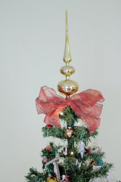 圣诞树的顶端和鞠躬(意大利，佩萨罗)图片下载