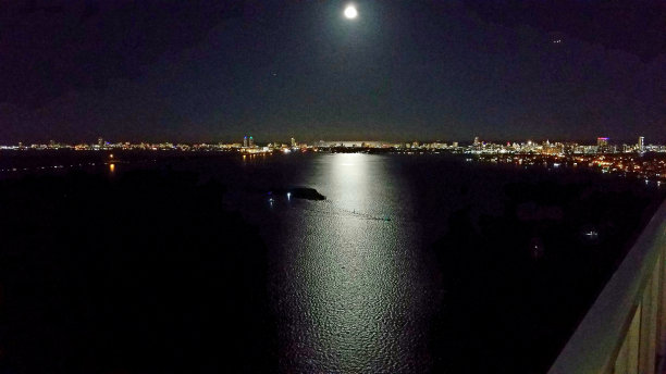 海湾上的满月图片下载