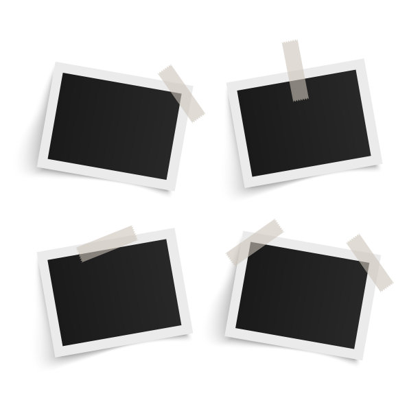 在白色背景上的胶带上的一组矩形矢量相框。模板图设计。矢量图图片下载