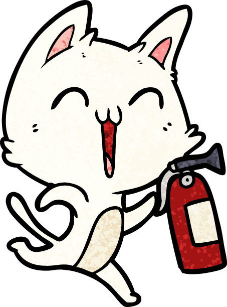 快乐的卡通猫与灭火器图片下载